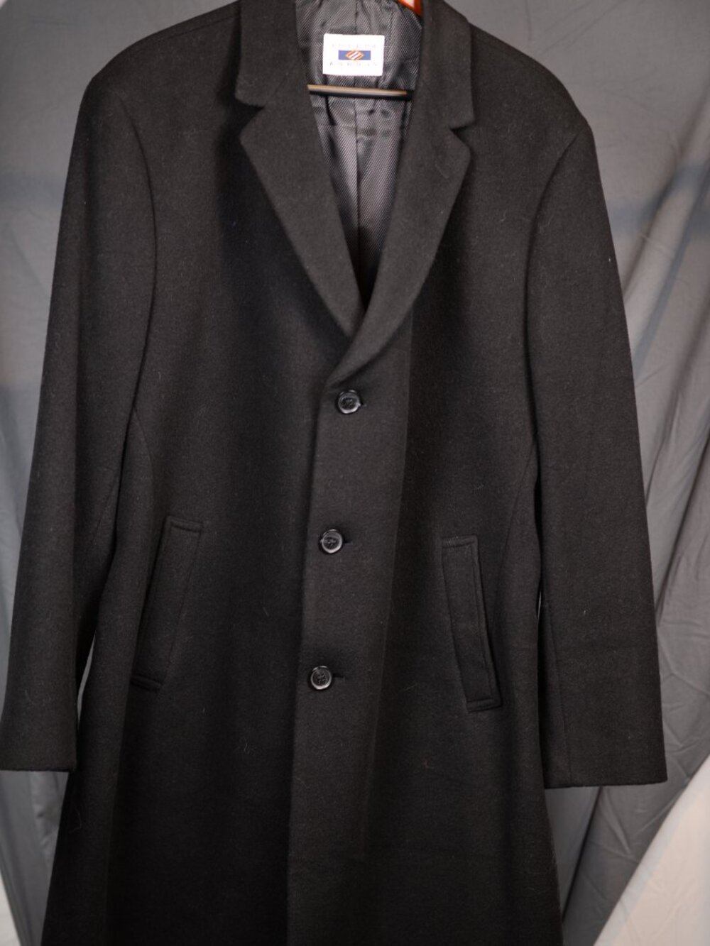 Joseph Abboud Black Wool Cashmere Blend Single Breasted Overcoat 48R